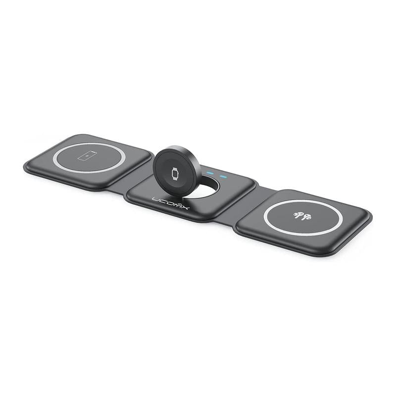 Awwpicks UCOMX 3-in-1 Wireless Charging Station for iPhone, Foldable Travel Charger for iPhone, AirPods, and Apple Watch - Ideal Christmas Gift