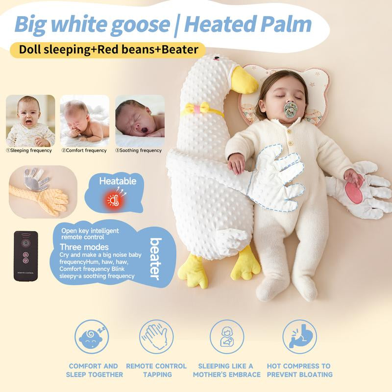 Big White Goose Baby Soothing Pillow Soft Cotton Hugging Sleep Aid Cushion for Newborns with Remote Control Three Adjustable Modes