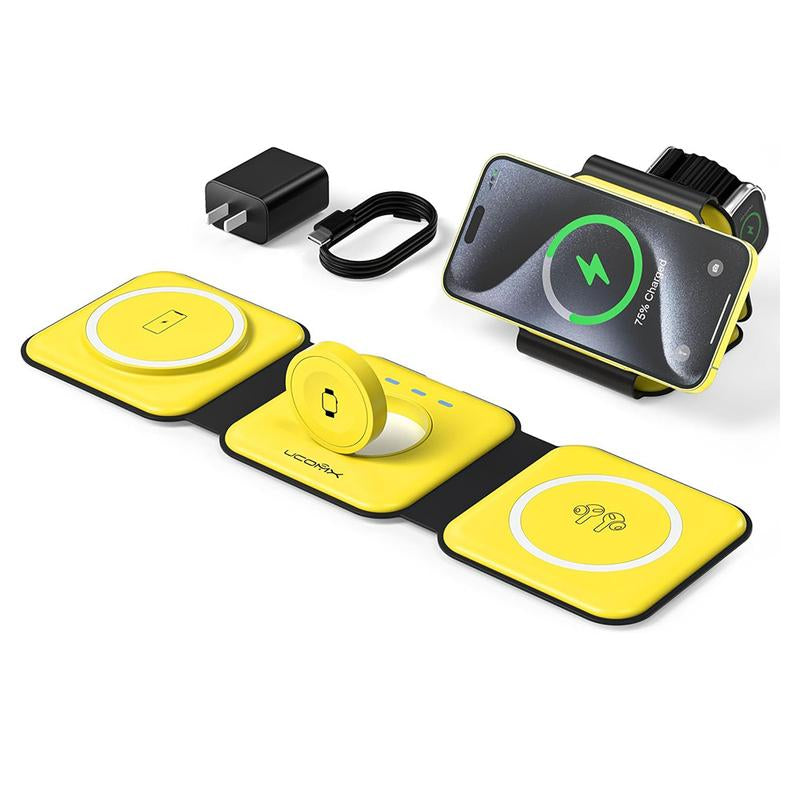 Awwpicks UCOMX 3-in-1 Wireless Charging Station for iPhone, Foldable Travel Charger for iPhone, AirPods, and Apple Watch - Ideal Christmas Gift