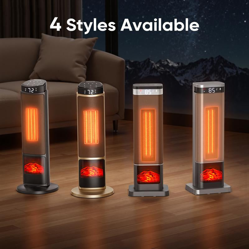 Sweetcrispy 23-Inch Portable Indoor Space Heater with Remote Thermostat, 7 Light Modes, 70° Oscillation, 12-Hour Timer, Adjustable Heating up to 95°F, and Tip-Over Protection