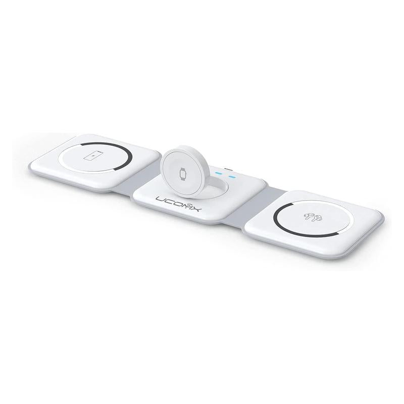 Awwpicks UCOMX 3-in-1 Wireless Charging Station for iPhone, Foldable Travel Charger for iPhone, AirPods, and Apple Watch - Ideal Christmas Gift
