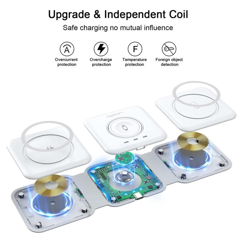 Awwpicks UCOMX 3-in-1 Wireless Charging Station for iPhone, Foldable Travel Charger for iPhone, AirPods, and Apple Watch - Ideal Christmas Gift